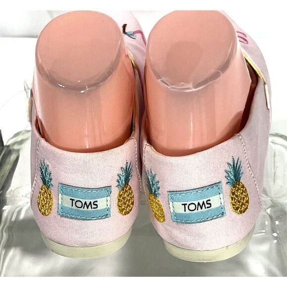 TOMS Womens Pink Embroidered Flat Shoes Size 6 US Good Vibes Alpargata  New - Picture 4 of 12